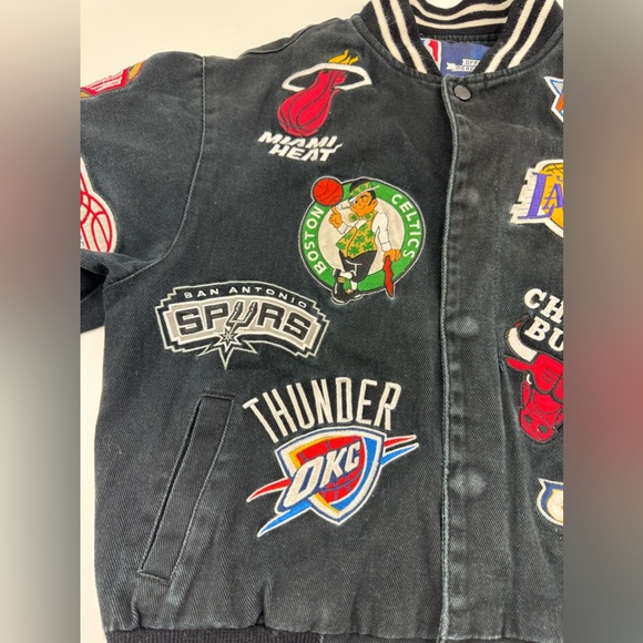 Vintage Jeff Hamilton NBA Patch Jacket Youth Size L (9-10) Preowned - Picture 3 of 16